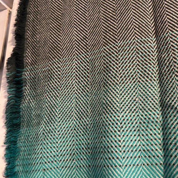 Women's Fringed Scarf Shawl, 78" long, Green - Picture 3 of 5